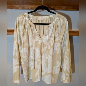 LOFT Beige Floral Blouse